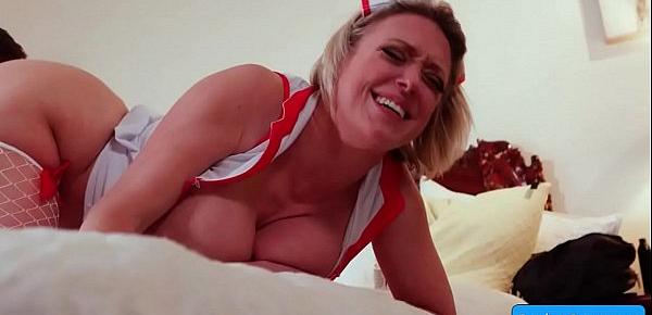  Horny big tit nurse Dee Williams takes fat cock deep and hard from behind and suck it good